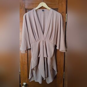 SHEIN Tan V-Neck Dress